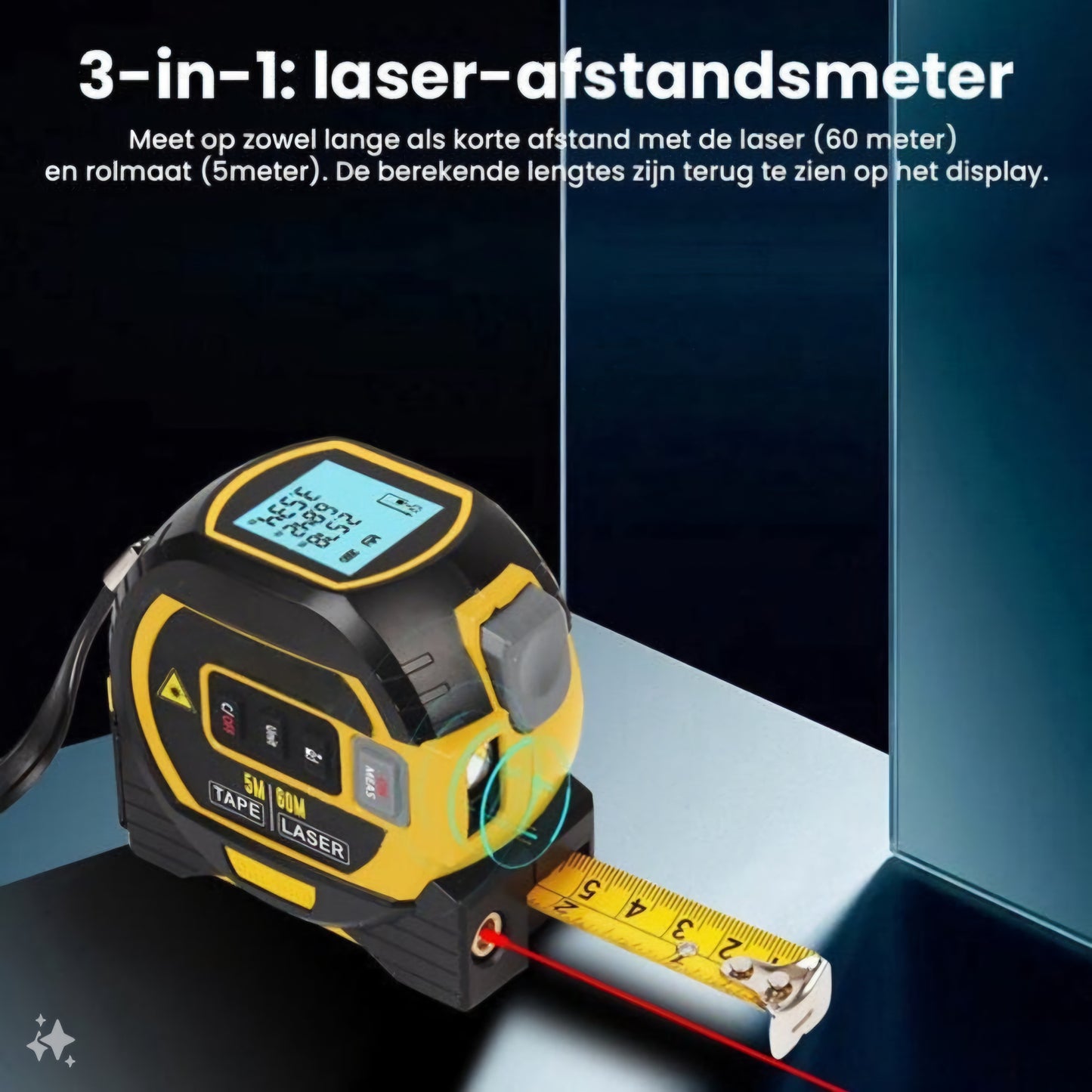 Digitale Laser Rolmaat 3-in-1 - 40 of 60m Bereik!