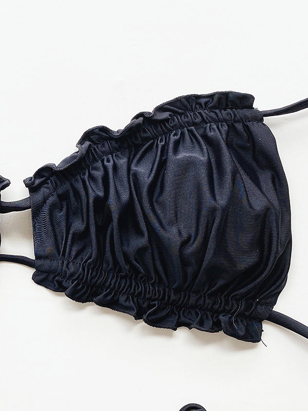 Halterbikini met ruches