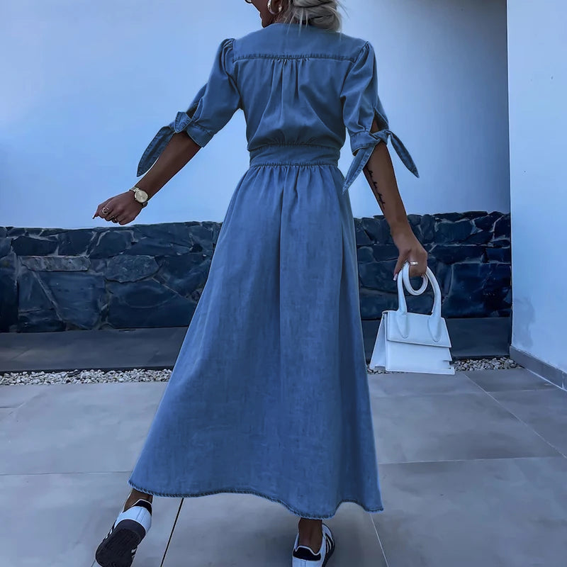 Denimlook maxi jurk
