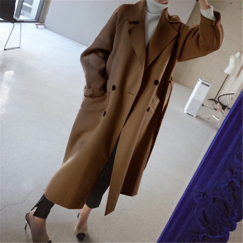Lange wollen trenchcoat
