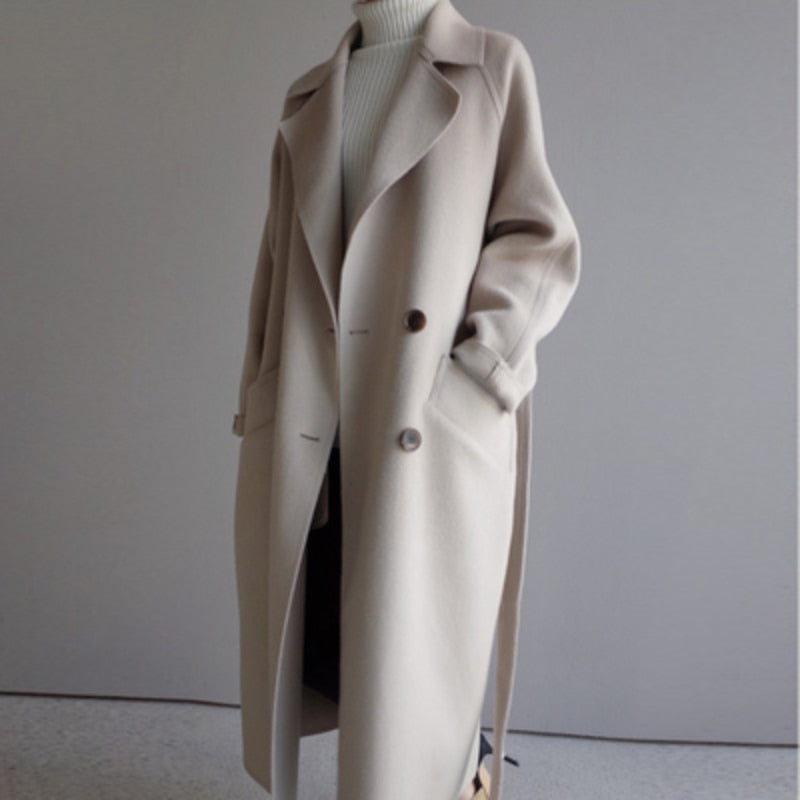 Lange wollen trenchcoat
