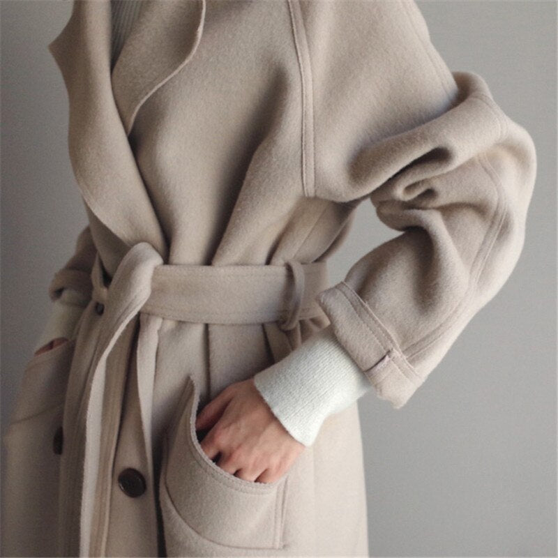 Lange wollen trenchcoat