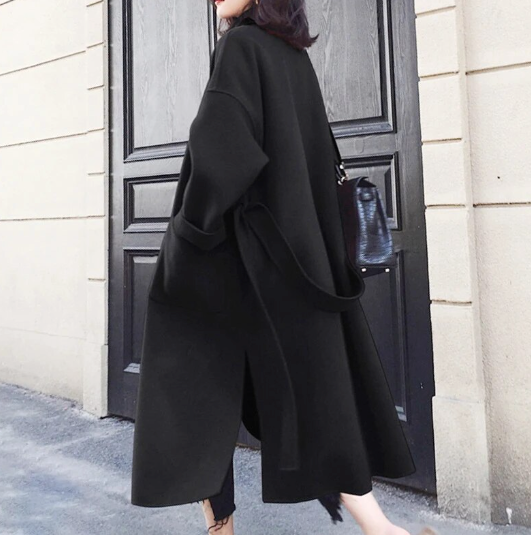 Lange wollen trenchcoat