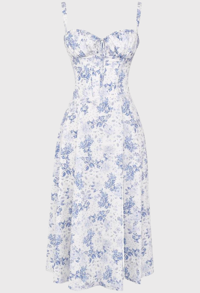 Jurk met korsetpasvorm en split