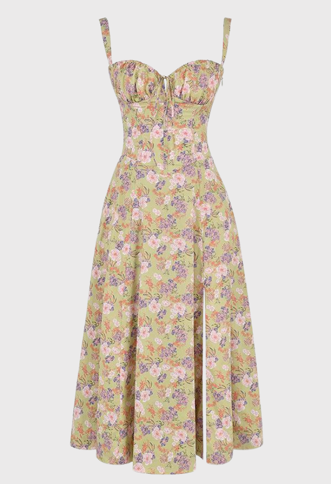 Jurk met korsetpasvorm en split