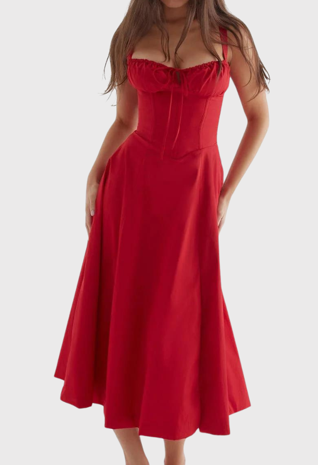 Jurk met korsetpasvorm en split