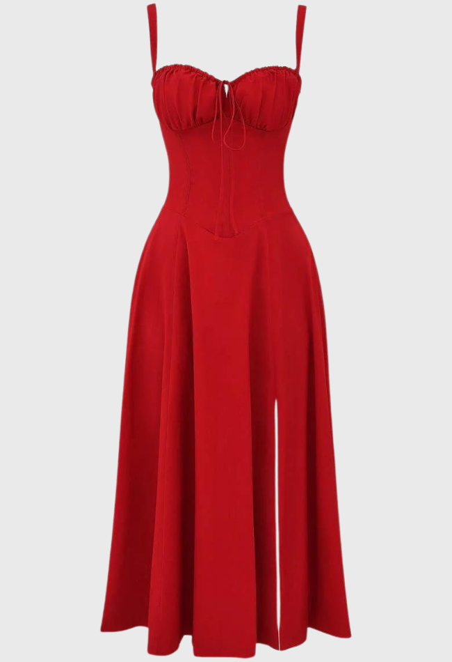 Jurk met korsetpasvorm en split