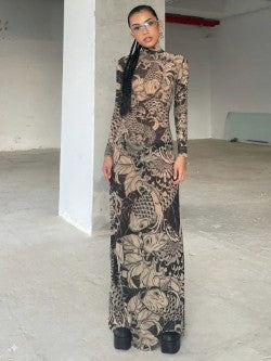 Vintage maxi jurk doorschijnend