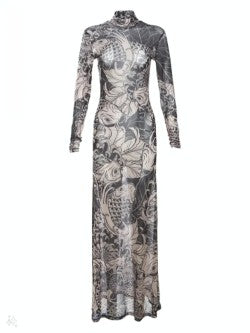 Vintage maxi jurk doorschijnend