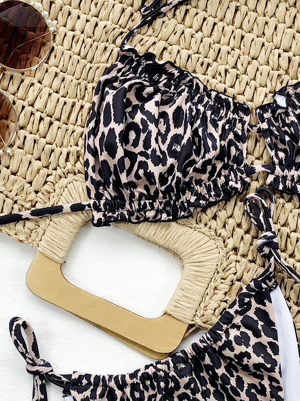 Halterbikini met ruches
