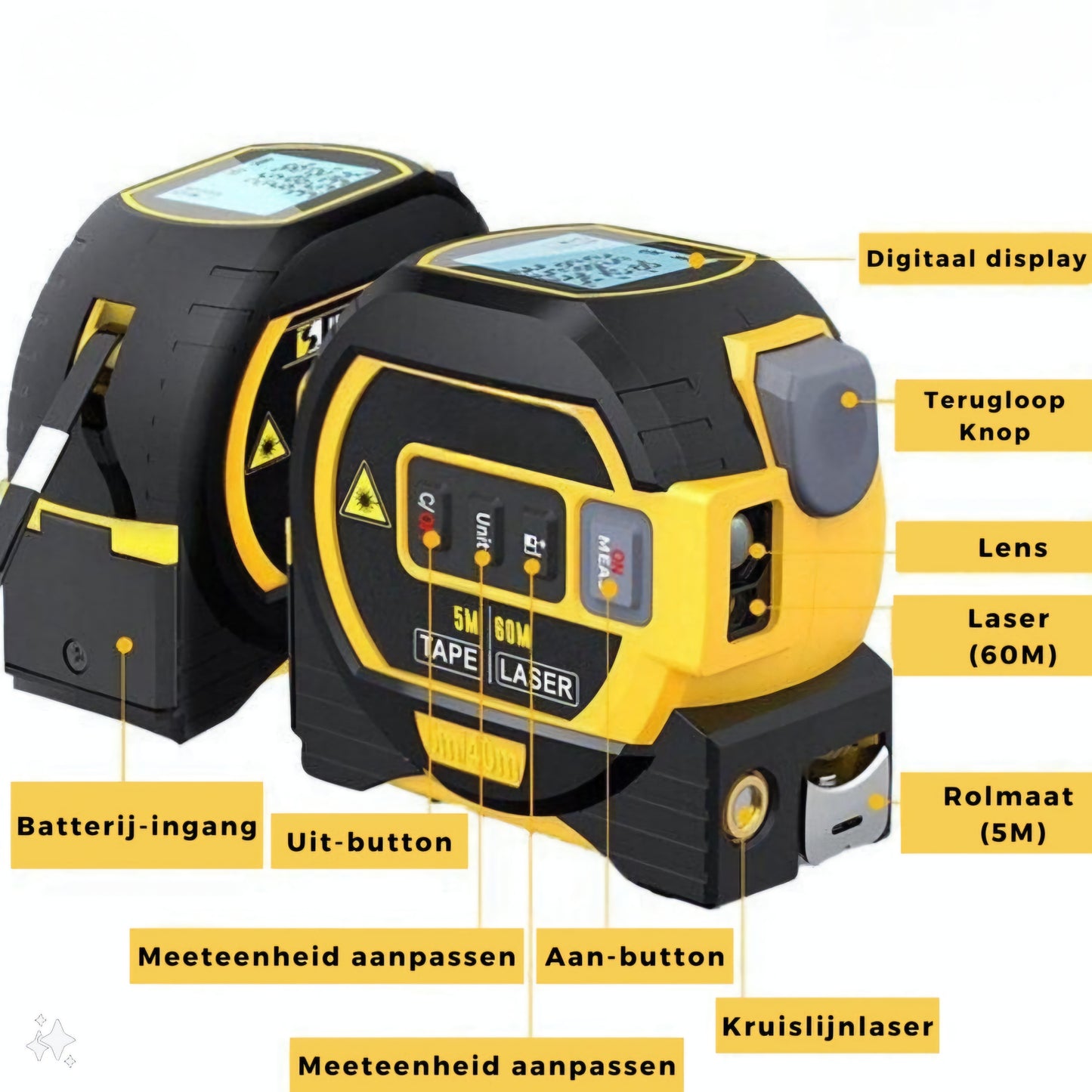 Digitale Laser Rolmaat 3-in-1 - 40 of 60m Bereik!