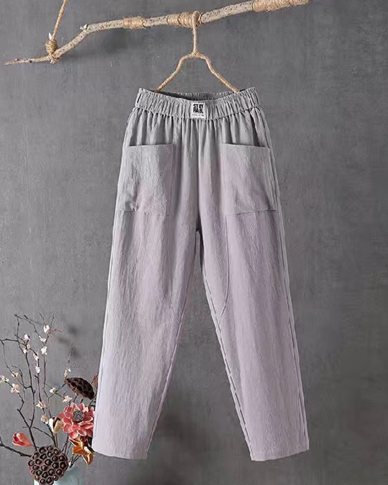 Wide leg linnen broek