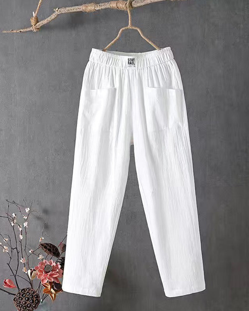 Wide leg linnen broek