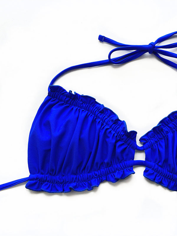 Halterbikini met ruches