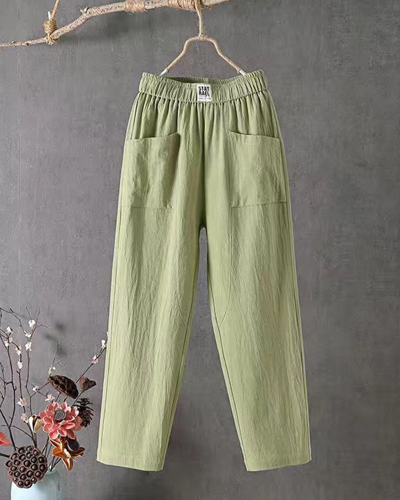 Wide leg linnen broek