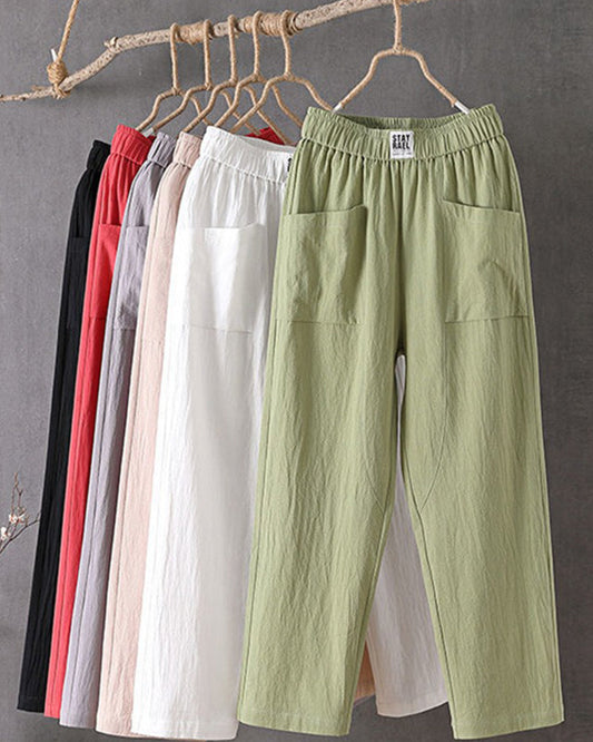 Wide leg linnen broek