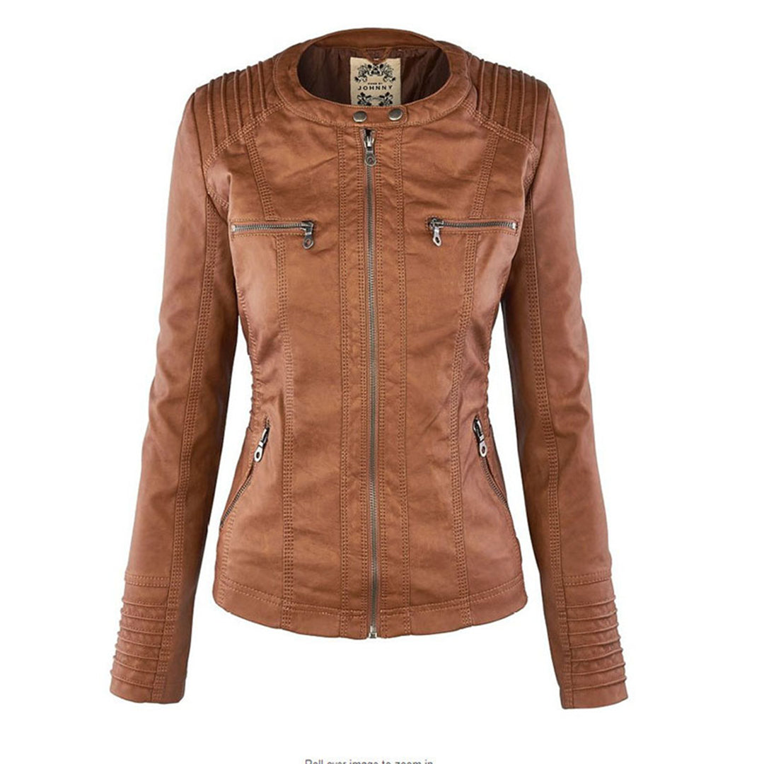 Leren jack met capuchon