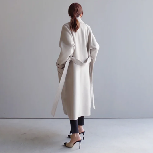 Lange wollen trenchcoat