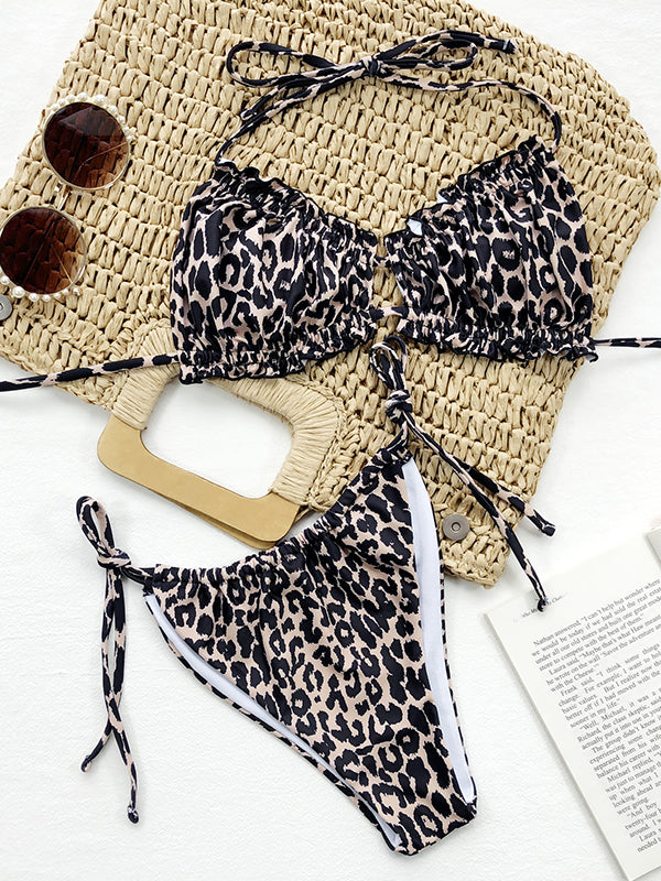 Halterbikini met ruches