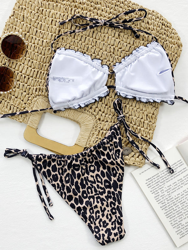 Halterbikini met ruches