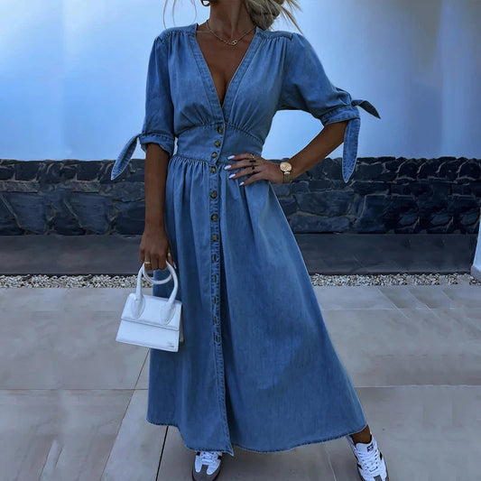 Denimlook maxi jurk