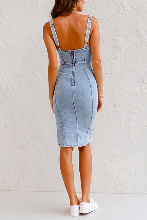 Denim Jurk Met Verstelbare Bandjes